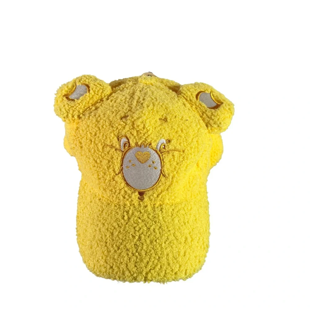 Care Bears Funshine Bear Sherpa Plush Hat Baseball Cap Ears Snapback NWT